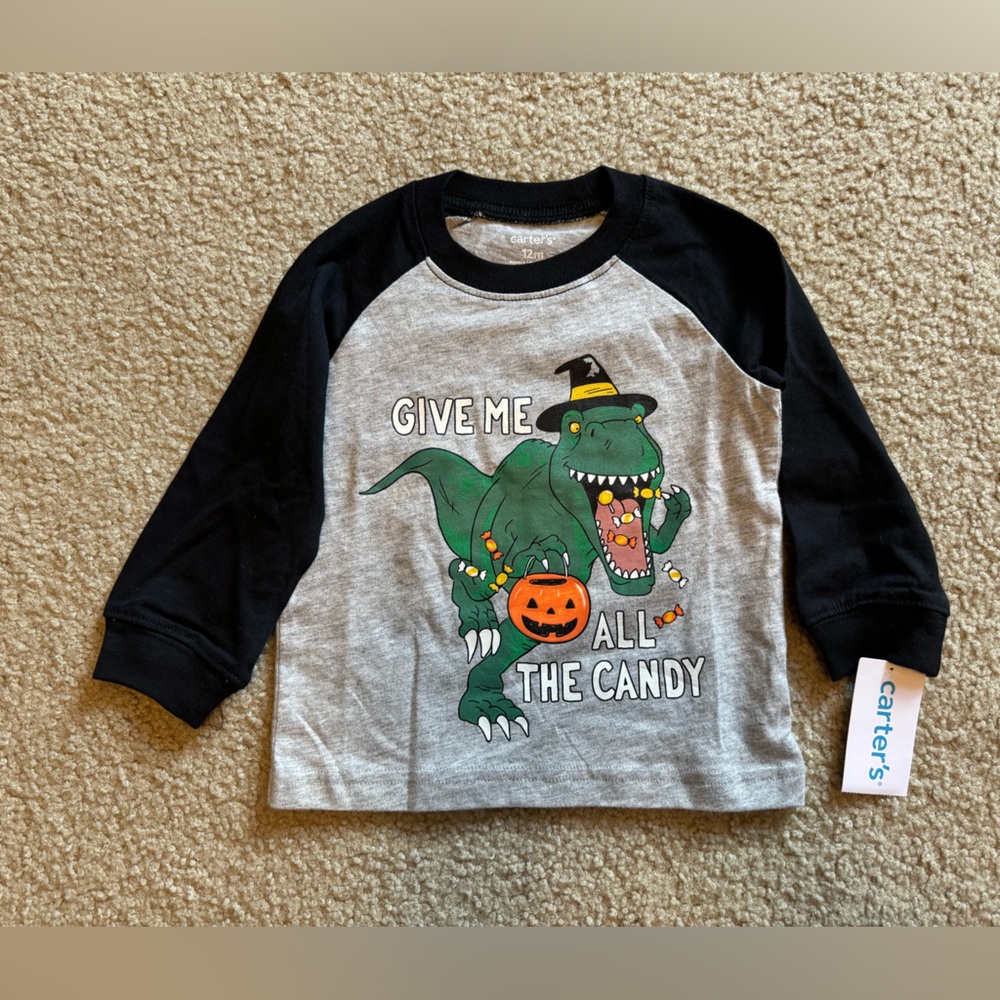 Carter’s Halloween Dinosaur Candy Shirt NWT
